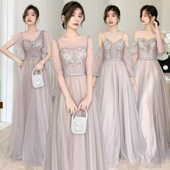 Chic Belle En Dentelle Fleur Paillettes Rose Sombre Robe Demoiselle D Honneur 2022 Princesse Manches Courtes Dos Nu Ceinture Longue Robe Demoiselle D Honneur