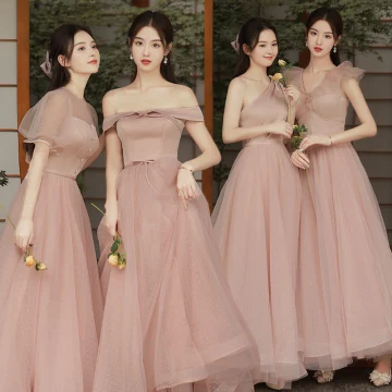 Simple Rougissant Rose Robe Demoiselle D Honneur 2022 Princesse Manches Courtes Dos Nu Longue Robe Demoiselle D Honneur