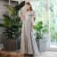 Modest / Simple Grey Bridesmaid Dresses 2022 A-Line / Princess Short Sleeve Backless Floor-Length / Long Bridesmaid Dresses