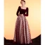 Elegant Suede Velour Black Heart-shaped Burgundy Winter Prom Dresses 2022 A-Line / Princess Square Neckline Long Sleeve Backless Floor-Length / Long Formal Dresses