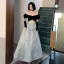 Fashion Black Prom Dresses 2022 A-Line / Princess Off-The-Shoulder Puffy Short Sleeve Backless Embroidered Floor-Length / Long Formal Dresses