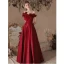 Chic / Beautiful Burgundy Prom Dresses 2022 A-Line / Princess Strapless Bow Sleeveless Backless Floor-Length / Long Satin Prom Formal Dresses
