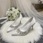 Charming Ivory Satin Rhinestone Wedding Shoes 2022 9 cm Stiletto Heels Pointed Toe Wedding Pumps High Heels