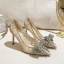 Charming Nude Rhinestone Bow Wedding Shoes 2022 Leather 8 cm Stiletto Heels Pointed Toe Wedding Pumps High Heels