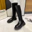 Mode Zwarte Straatkleding Winter Platte Dames Laarzen 2022 Waterdichte Ronde Neus Laarzen