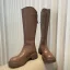 Vintage / Retro Brown Winter Street Wear Womens Boots 2022 Leather Round Toe Waterproof Flat Boots