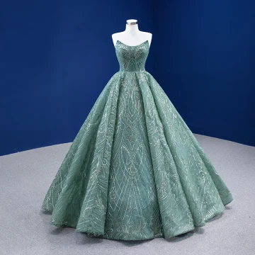 High End Lime Grønn Ballkjoler 2022 Prinsesse Strapless Beading Paljetter Uten Ermer Ryggløse Lange Formelle Kjoler