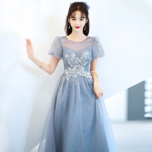 Charmant Bleu Ciel Glitter Robe De Bal 2022 Princesse Encolure Dégagée Perlage Paillettes Manches Courtes Dos Nu Longue Robe De Ceremonie