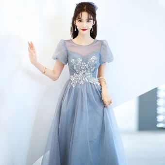 Charmant Bleu Ciel Glitter Robe De Bal 2022 Princesse Encolure Dégagée Perlage Paillettes Manches Courtes Dos Nu Longue Robe De Ceremonie