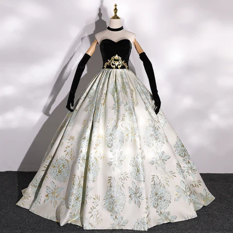 Elegantes Negro Satén Impresión Vestidos de gala 2022 Ball Gown Scoop Escote Oro Cinturón Sin Mangas Sin Espalda Largos Vestidos Formales