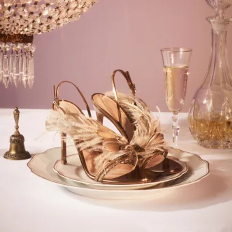 Sexy Champagne Promo Cocktail Sandales Femme 2022 Cuir Plumes Faux Diamant 9 Cm Talons Aiguilles Peep Toes Bout Ouvert Sandales Femme Talons Hauts