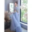 Chic / Belle Bleu Ciel Glitter Robe De Bal 2022 Princesse Encolure Carrée Paillettes Gonflée Manches Courtes Dos Nu Longue Robe De Ceremonie