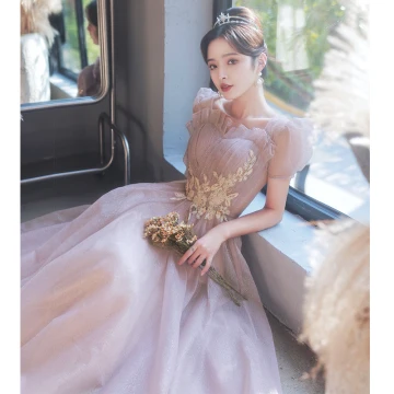 Scintillantes Rougissant Rose Robe De Bal 2022 Princesse Encolure Carrée Perlage Paillettes En Dentelle Fleur Manches Courtes Dos Nu Longue Robe De Ceremonie