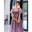 Chic / Beautiful Lilac Glitter Prom Dresses 2022 A-Line / Princess Square Neckline Puffy Short Sleeve Backless Floor-Length / Long Formal Dresses