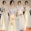 Fashion Daffodil Beading Sequins Lace Flower Bridesmaid Dresses 2022 A-Line / Princess Sash Short Sleeve Backless Floor-Length / Long Bridesmaid Dresses