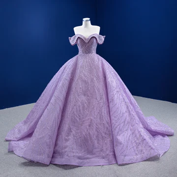 Luxury Gorgeous High End Lilac Prom Dresses 2022 Off The Shoulder Handmade Beading Sequins Short Sleeve Backless Floor Length Long Formal Dresses