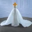 Luxury / Gorgeous White Wedding Dresses 2022 Trumpet / Mermaid Scoop Neck Sleeveless Backless Beading Pearl Rhinestone Cathedral Train Wedding