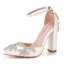 Charmant Weiß Strass Brautschuhe 2022 Knöchelriemen 10 cm Thick Heels Spitzschuh Hochzeit Sandaletten Hochhackige