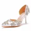 Charming White Rhinestone Wedding Shoes 2022 8 cm Stiletto Heels Pointed Toe Wedding High Heels