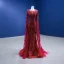 High-end Vintage / Retro Burgundy Beading Sequins Evening Dresses 2022 Trumpet / Mermaid Scoop Neck Court Train Long Sleeve Formal Dresses