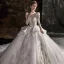Luxury / Gorgeous White Beading Cascading Ruffles Wedding Dresses 2022 Ball Gown Scoop Neck Pearl Rhinestone Sequins Lace Flower Short Sleeve Backless Royal Train Wedding