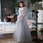 Vintage / Retro Grey Prom Dresses 2022 A-Line / Princess Square Neckline Puffy Short Sleeve Backless Floor-Length / Long Formal Dresses