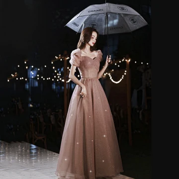 Charmant Rose Bonbon Glitter Faux Diamant Robe De Bal 2022 Princesse De L Épaule Manches Courtes Dos Nu Longue Robe De Ceremonie