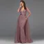 Haut de Gamme Rose Sombre Perlage Paillettes Robe De Soirée 2022 Trompette / Sirène Col v profond Ceinture Manches Longues Dos Nu Longue Soirée Robe De Ceremonie