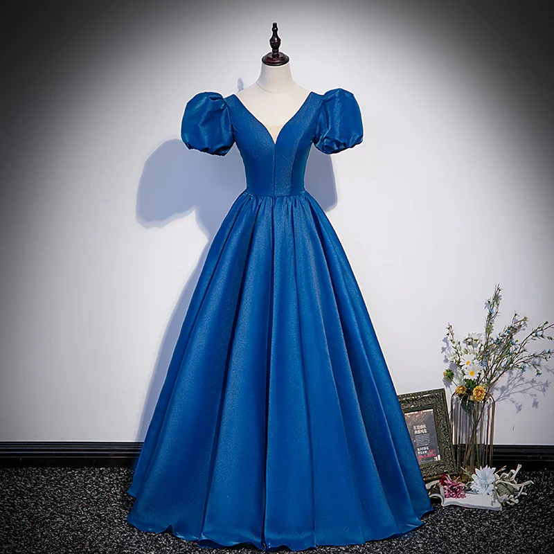 Victorian Vs Dress Blue Edwardian Evening Gown Royal Blue Vintage Retro Satin Prom Dresses 2022 Ball Gown Deep V-Neck Puffy Short Long Victorian Vs Dress Blue Edwardian Evening Gown Royal Blue Vintage Retro Satin Prom Dresses 2022 Ball Gown Deep V-Neck Puffy Short Long