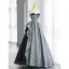 Fashion Sky Blue Satin Cascading Ruffles Prom Dresses 2022 A-Line / Princess Strapless Sleeveless Backless Floor-Length / Long Formal Dresses