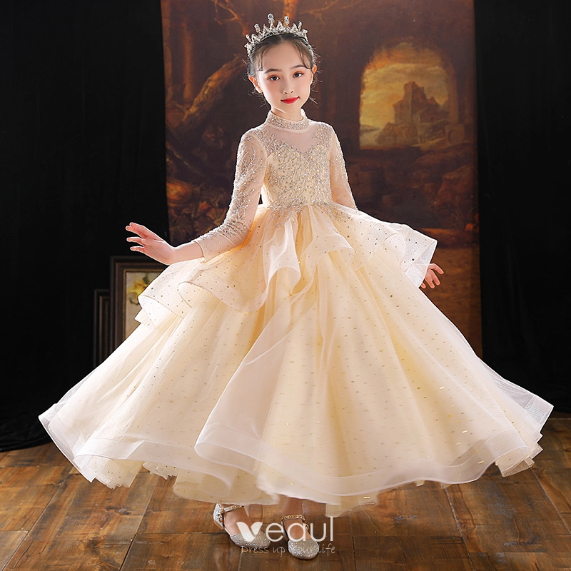 gold flower girl dresses long sleeve IRINA Neck Sash Tie Chiffon Bridesmaid Formal Dress Purple / 2 USA