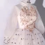 Élégant Champagne Robe De Bal 2022 Robe Boule Encolure Dégagée Étoile En Dentelle Perlage Perle Paillettes Manches Longues Longue Robe De Ceremonie