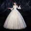 Abordable Ivoire Robe De Mariée 2020 Robe Boule Glitter Tulle Encolure Dégagée Perlage En Dentelle Fleur Manches de cloche Dos Nu Longue