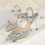Glittrande Silver Afton Högklackade 2020 Rhinestone Paljetter Ankelband 9 cm Stilettklackar Spetsiga Damskor