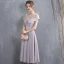 Chic / Beautiful Grey Homecoming Graduation Dresses 2018 A-Line / Princess Rhinestone Sash Scoop Neck Short Sleeve Tea-length Formal Dresses