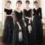 Abordable Noire Robe De Soirée 2020 Princesse Daim Ceinture Paillettes Manches Courtes Dos Nu Longue Robe De Ceremonie