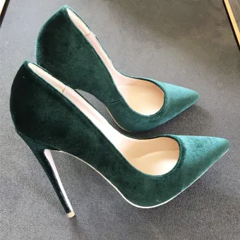 Chic Beautiful Dark Green Casual Womens Shoes 2020 Suede 12 Cm Stiletto Heels Pointed Toe Pumps