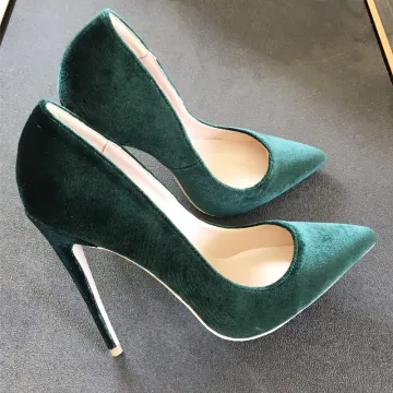Chic Belle Vert Foncé Désinvolte Chaussures Femmes 2020 Daim 12 Cm Talons Aiguilles À Bout Pointu Escarpins