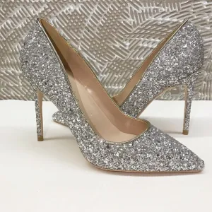 Sparkly Silver Evening Party Pumps 2020 Sequins 12 Cm Stiletto Heels Pointed Toe Pumps