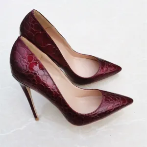 Chic Beautiful Burgundy Evening Party Pumps 2020 12 Cm Stiletto Heels Pointed Toe Pumps