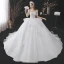 Illusion White Glitter Wedding Dresses 2021 Ball Gown Backless Beading Pearl Scoop Neck Short Sleeve Royal Train Wedding