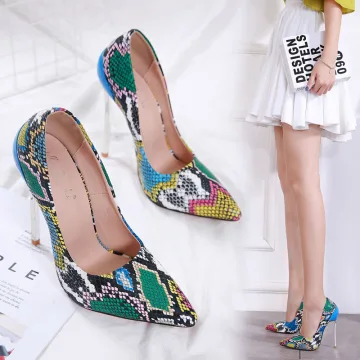 Chic Belle Multi Couleurs Soirée Escarpins 2020 Motif Peau De Serpent 13 Cm Talons Aiguilles À Bout Pointu Escarpins