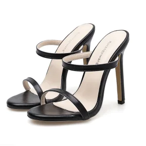 Minimalistisch Schwarz Abend Sandalen Damen 2020 12 Cm Stilettos Peeptoes Sandaletten