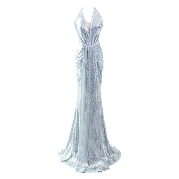 Scintillantes Argenté Paillettes Robe De Soirée 2024 Trompette / Sirène Titulaire Sans Manches Dos Nu Train De Balayage Soirée Robe De Ceremonie