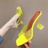 Piękne Żółta Przypadkowy Sandały Damskie 2020 Przezroczyste 8 cm Szpilki Peep Toe Czółenka