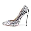 Uroczy Srebrny Buty Ślubne 2020 Skórzany Rhinestone 12 cm Szpilki Szpiczaste Ślub Czółenka