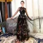 Style Chinois Noire Robe De Soirée 2018 Princesse Brodé Transparentes Encolure Dégagée Manches Longues Longue Robe De Ceremonie