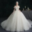 Simple Ivoire Robe De Mariée 2021 Robe Boule De l'épaule Perlage Cristal Paillettes Sans Manches Dos Nu Royal Train Mariage