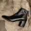 Moda Czarne Przypadkowy Buty Damskie 2020 Skórzany 7 cm Grubym Obcasie Szpiczaste Boots