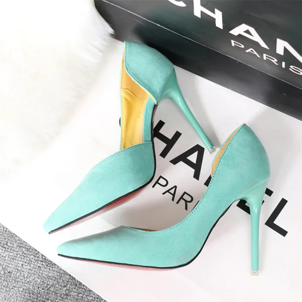 Affordable Mint Green Casual Womens Shoes 2020 11 cm Stiletto Heels Pointed Toe High Heels